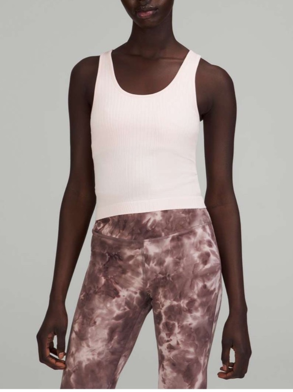 Ebb to Street Cropped Tank Top Color: Rib Map Strawberry Milkshake/White Sz: 6